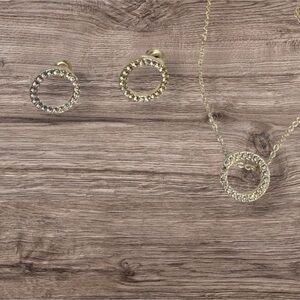 Park Lane Crystal Circle Necklace & Earrings Gift Set — Silver